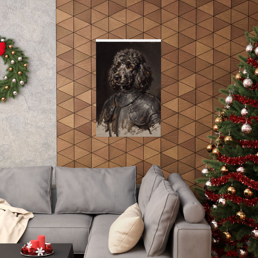 Poodle Medieval Knight Portrait Matte Poster, Regal Dog Art Print, Poodle Lover Gift, Wall Art