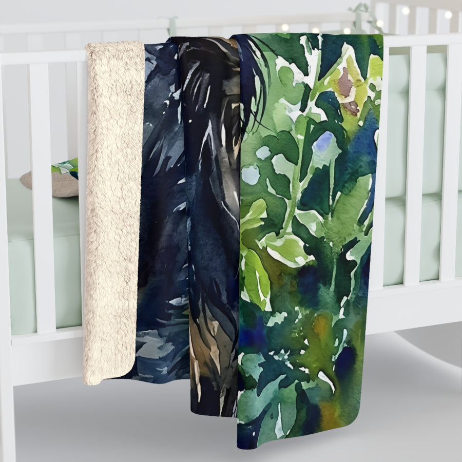 Dachshund Watercolor Rain Garden Throw Blanket | Premium Dog Art | Tritan
