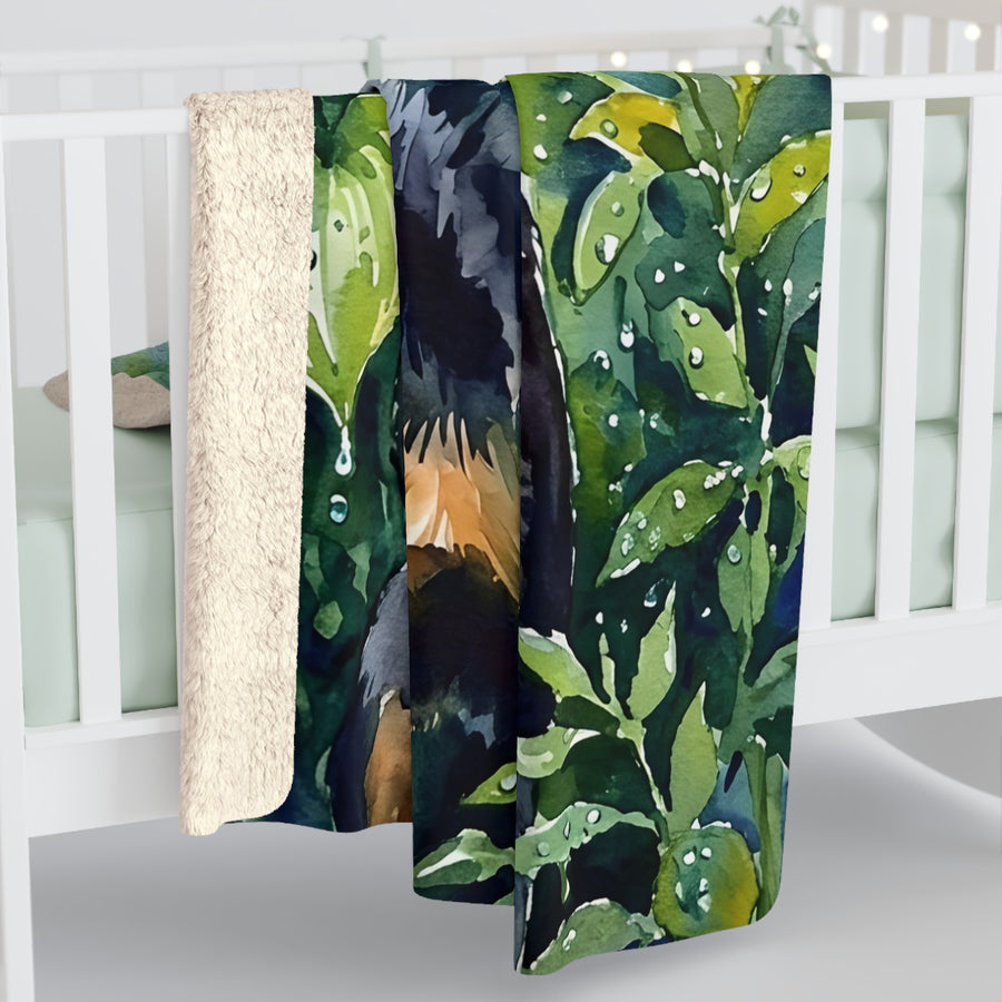 Rottweiler Watercolor Rain Garden Throw Blanket | Premium Dog Art | Tritan