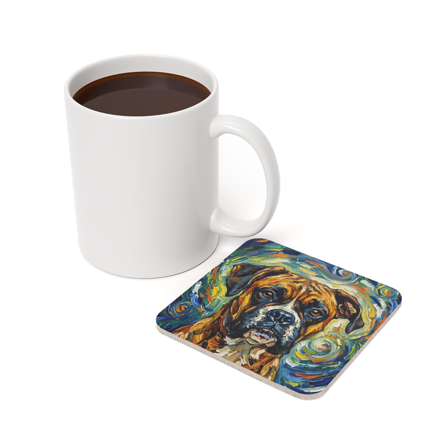 Boxer Coaster, Post-Impressionist Oil Painting Dog Art Decor, Boxer Lover Gift for Him Her