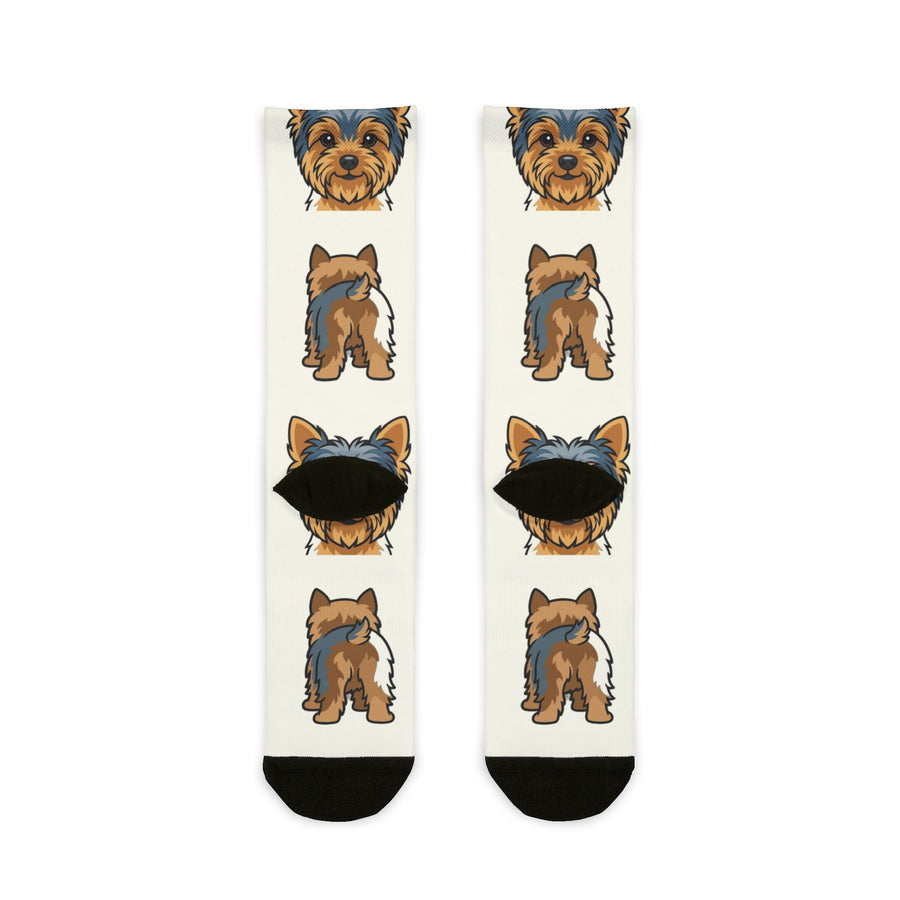 Yorkshire Terrier Socks | Fun All Over Print Dog Socks | Yorkie Mom Gift | Cute Crew Socks for Dog Lovers | Stocking Stuffer