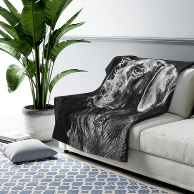 Charcoal German Shorthaired Pointer - Charcoal German Shorthaired Pointer | Sherpa Fleece Blanket