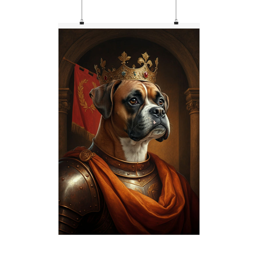 Boxer Kings & Queens Royal Portrait Matte Poster, Regal Dog Art Print, Boxer Lover Gift, Wall Art
