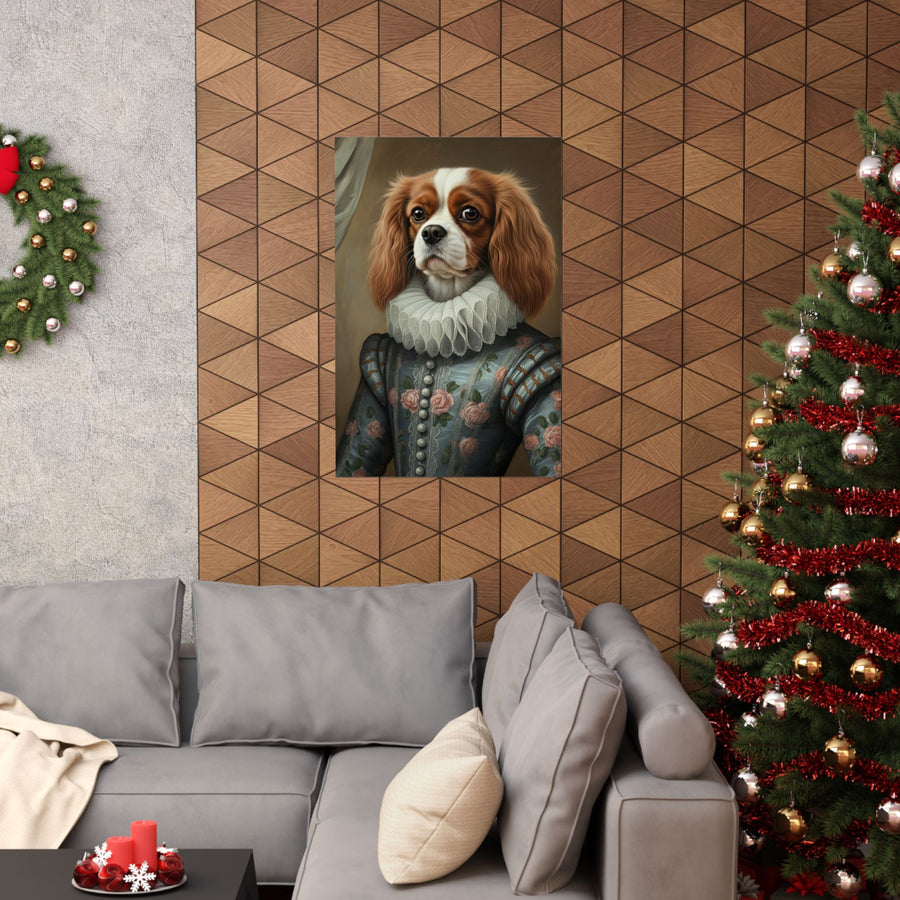 Cavalier King Charles Spaniel Renaissance Royal Portrait Matte Poster, Regal Dog Art Print, Cavalier King Charles Spaniel Lover Gift, Wall Art