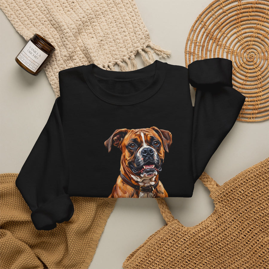 Boxer Sweatshirt | Painterly Dog Art Crewneck | Boxer Mom Gift | Cozy Pullover for Dog Lovers | Pet Portrait Apparel