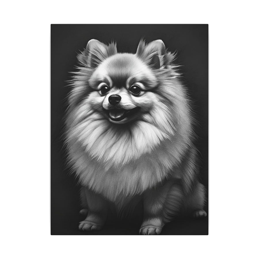 Pomeranian Charcoal Portrait Canvas Print | Dog Wall Art Gift | Pet Lover Decor | Realistic Pom Sketch Artwork