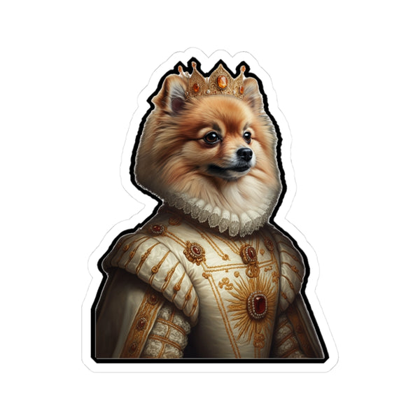 Pomeranian Kings & Queens Royal Portrait Sticker, Dog Portrait Vinyl Decal, Kiss-Cut Sticker, Pomeranian Lover Gift