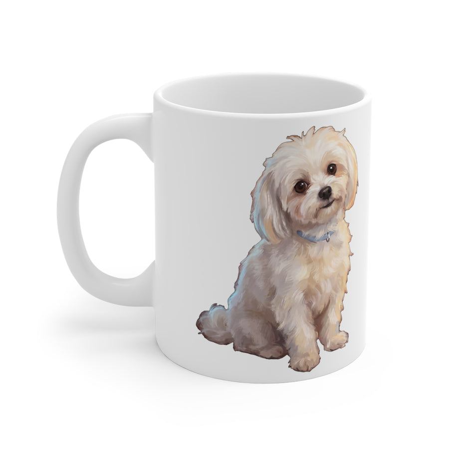 Maltese — Painted Portrait Mug (Style B, Front + Back)