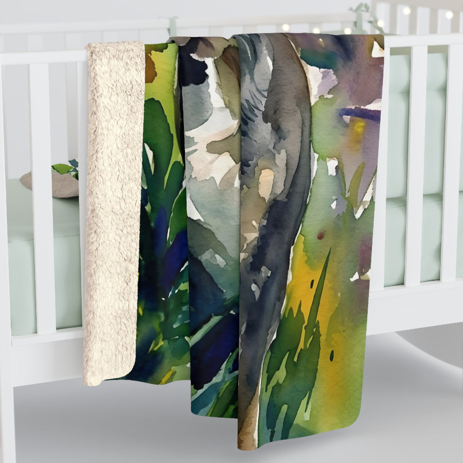 English Bulldog Watercolor Rain Garden Throw Blanket | Premium Dog Art | Tritan