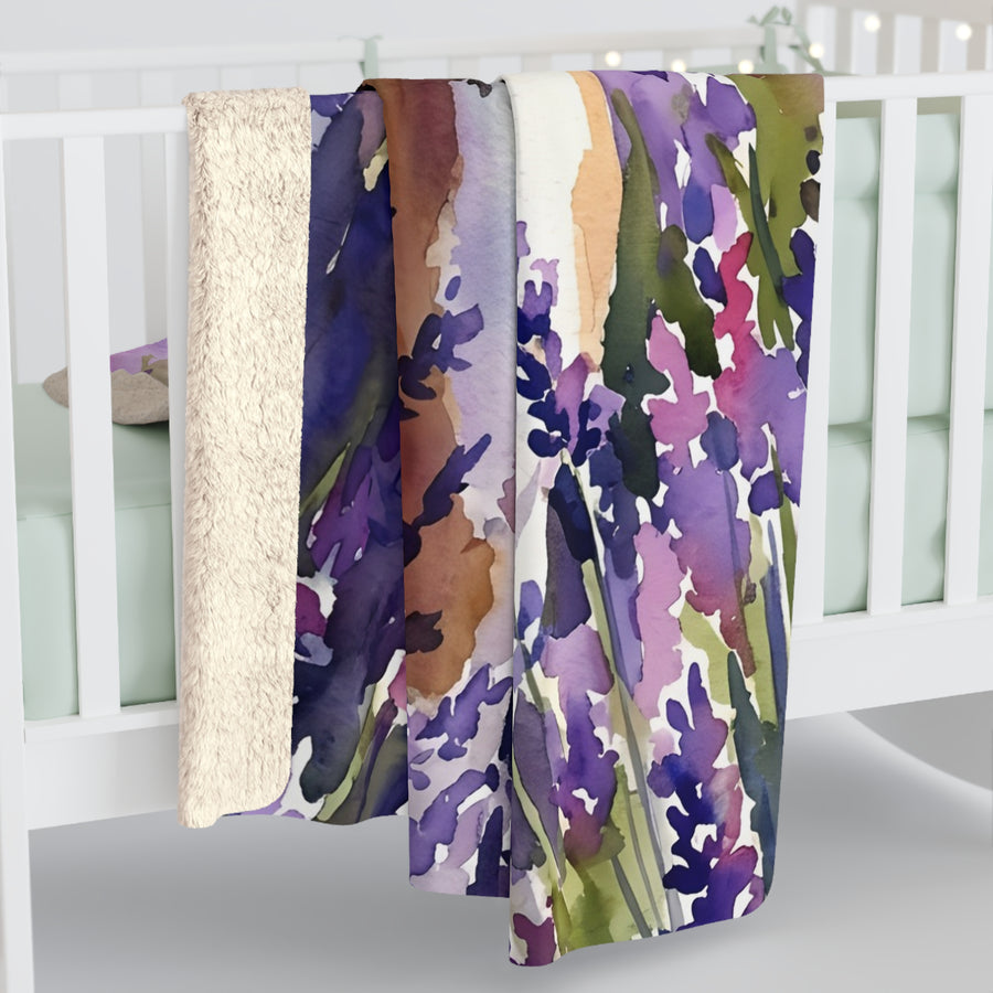 Beagle Watercolor Lavender Fields Throw Blanket | Premium Dog Art | Tritan