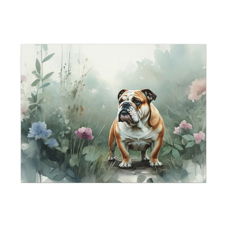English Bulldog Canvas Wall Art, Watercolor Painting Dog Gift, Pet Portrait Print, Modern Animal Home Decor