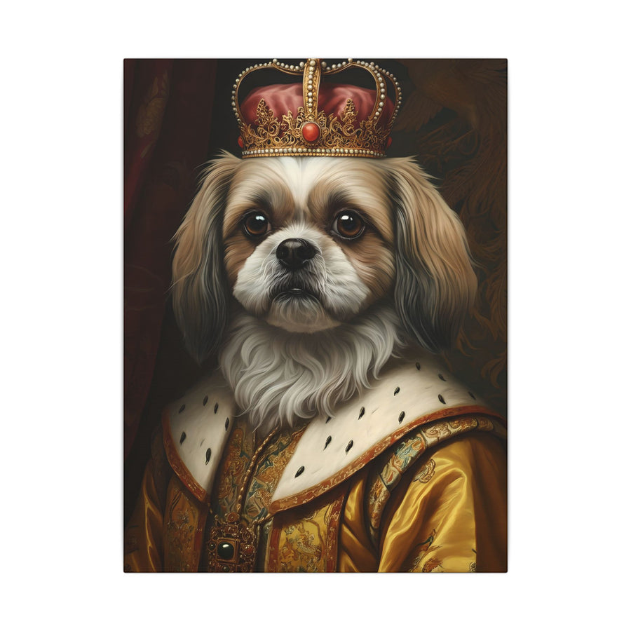 Shih Tzu Renaissance Royal Portrait Canvas Wall Art, Regal Dog Painting, Shih Tzu Lover Gift, Stretched Canvas