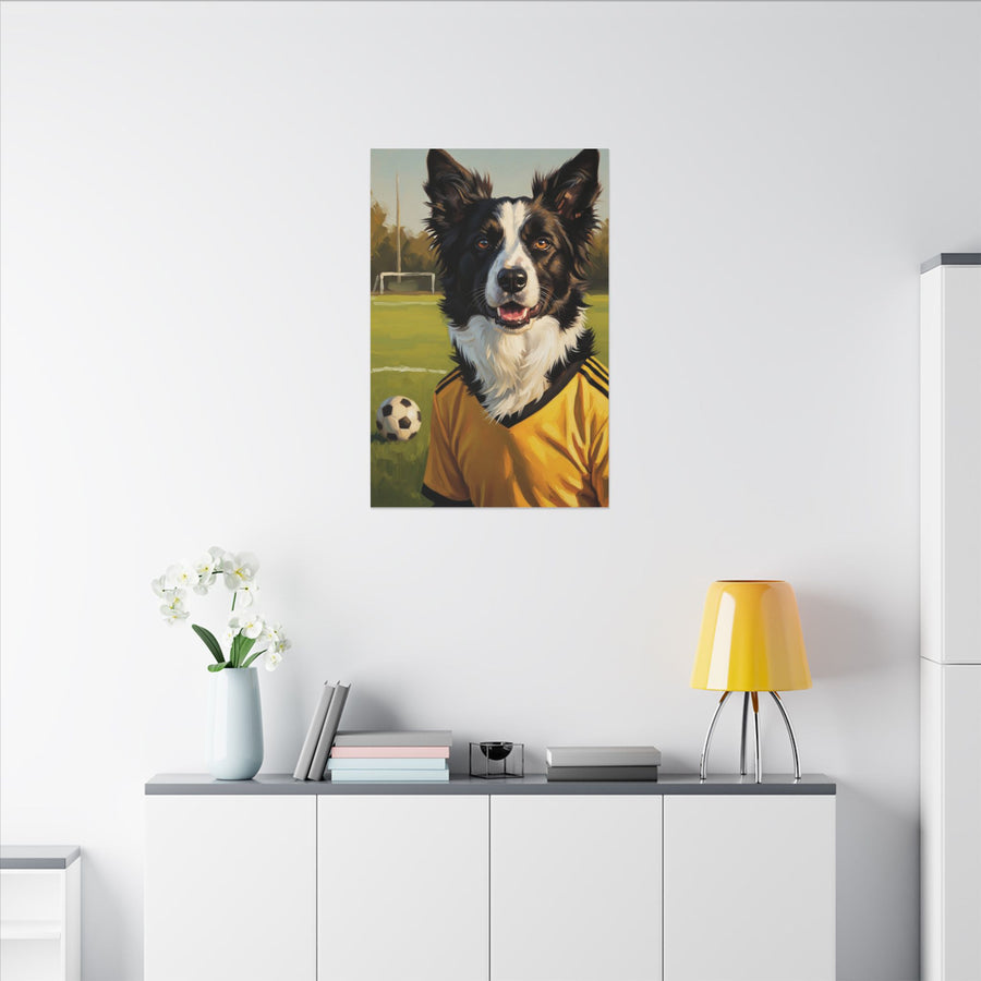 Border Collie Oil Painting Soccer Portrait Stretched Canvas Wall Art | Energetic Dog Lover Gift | Premium Pet Decor