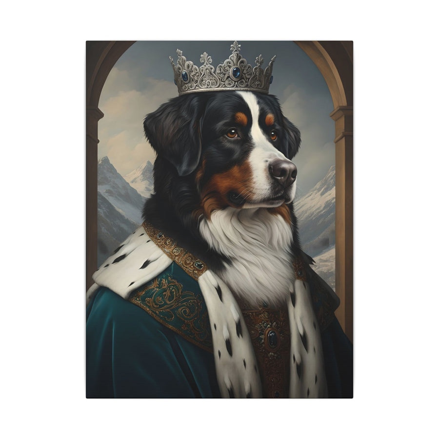 Bernese Mountain Dog Kings & Queens Royal Portrait Canvas Wall Art, Regal Dog Painting, Bernese Mountain Dog Lover Gift, Stretched Canvas