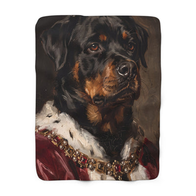 Rottweiler Kings & Queens Royal Portrait Regal Throw Blanket | Premium Dog Art | Tritan