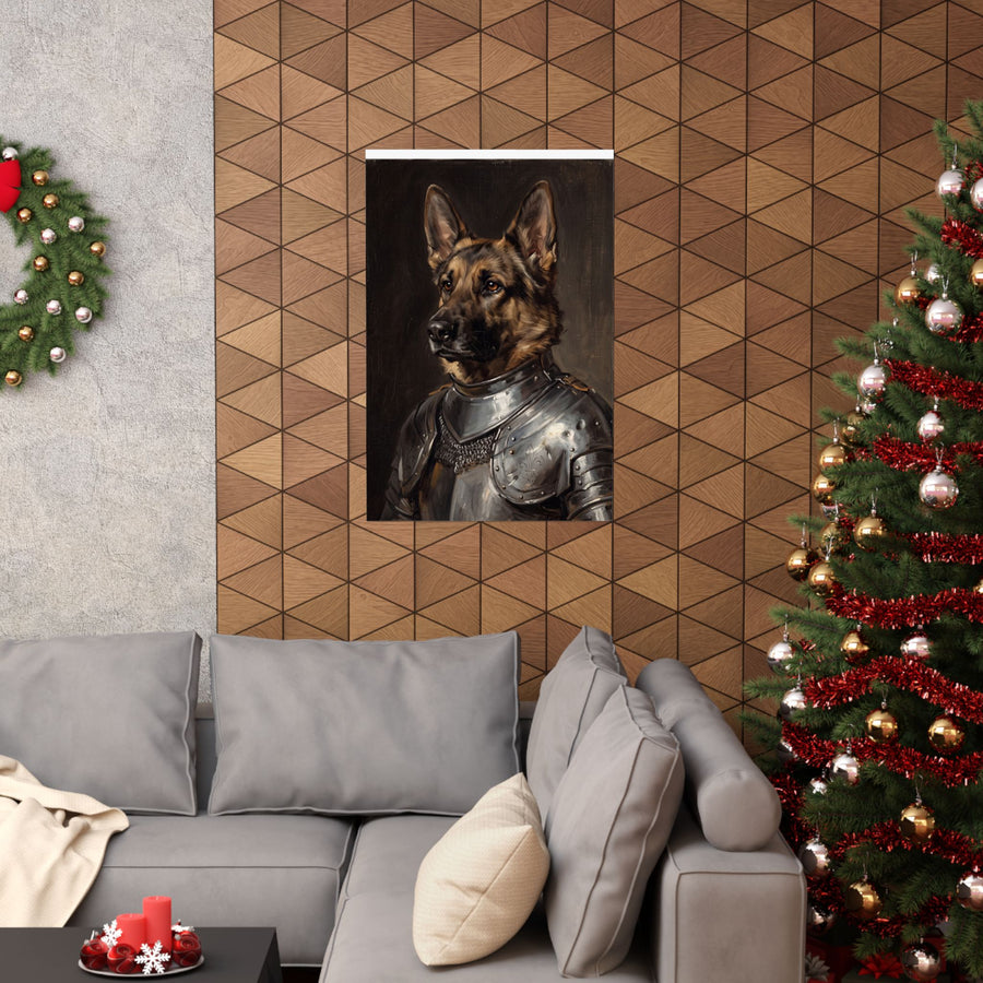 German Shepherd Medieval Knight Portrait Matte Poster, Regal Dog Art Print, German Shepherd Lover Gift, Wall Art