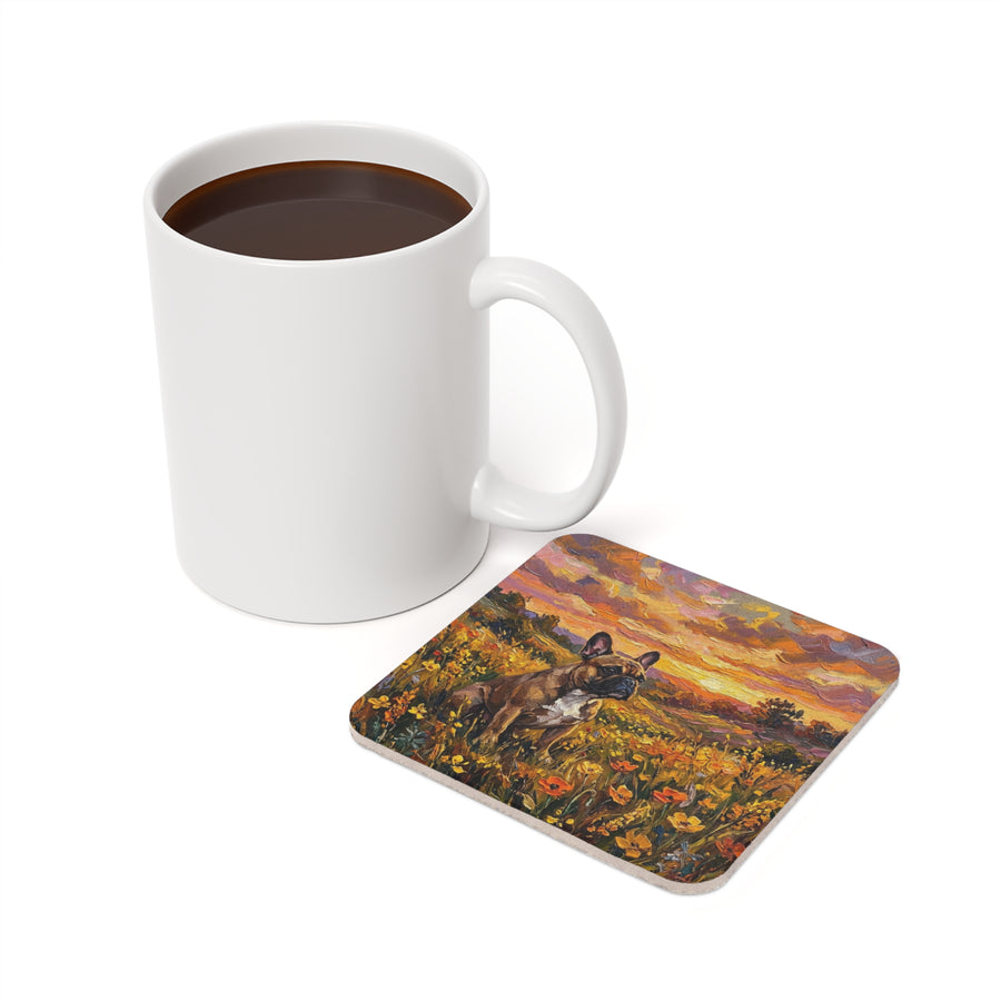 French Bulldog Acrylic Gallery Print Sunset Prairie Drink Coaster | Premium Dog Prints | Tritan — detail view