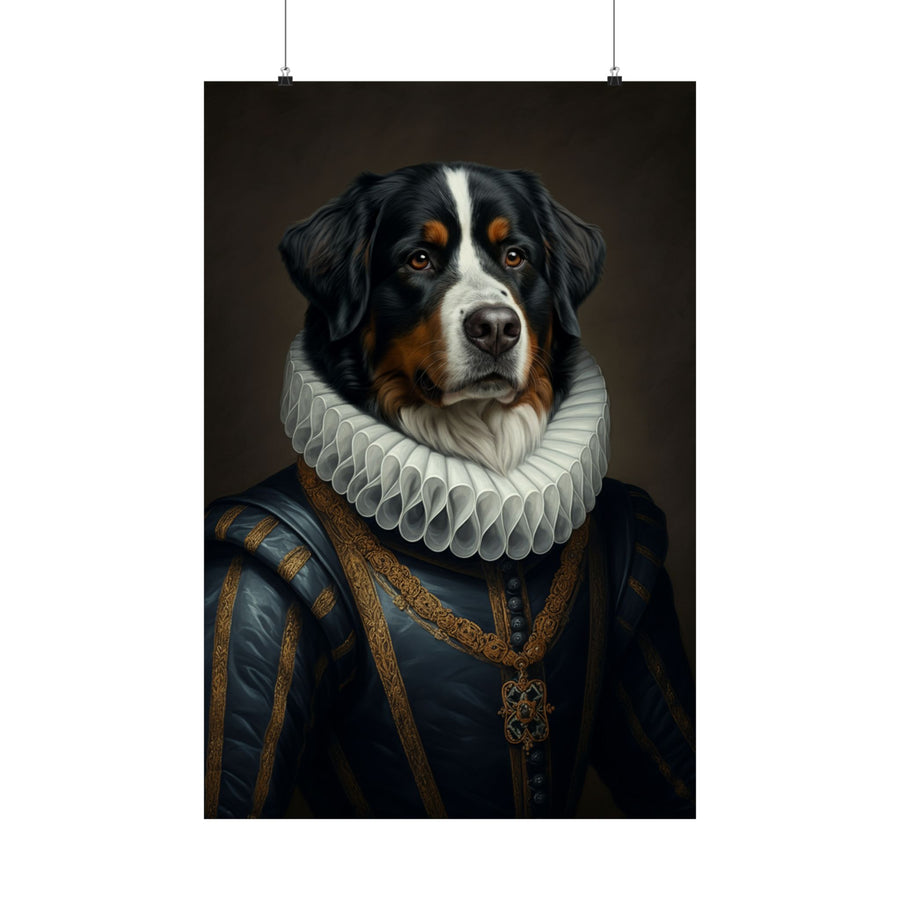 Bernese Mountain Dog Renaissance Royal Portrait Matte Poster, Regal Dog Art Print, Bernese Mountain Dog Lover Gift, Wall Art