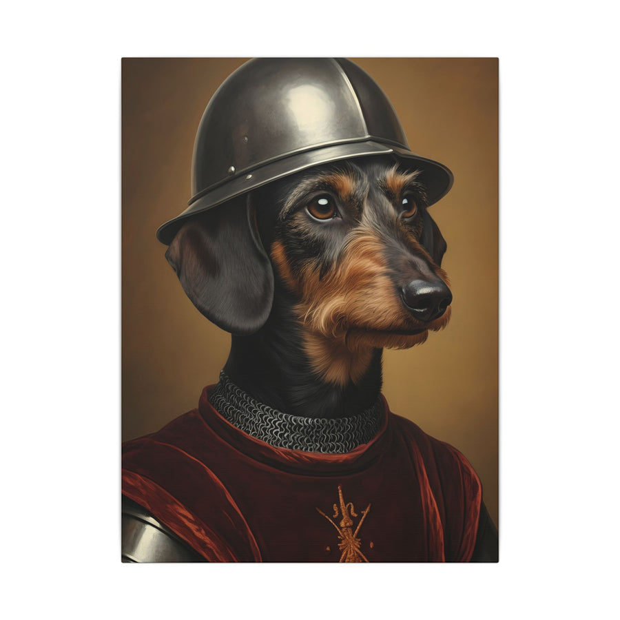 Dachshund Medieval Knight Portrait Canvas Wall Art, Regal Dog Painting, Dachshund Lover Gift, Stretched Canvas