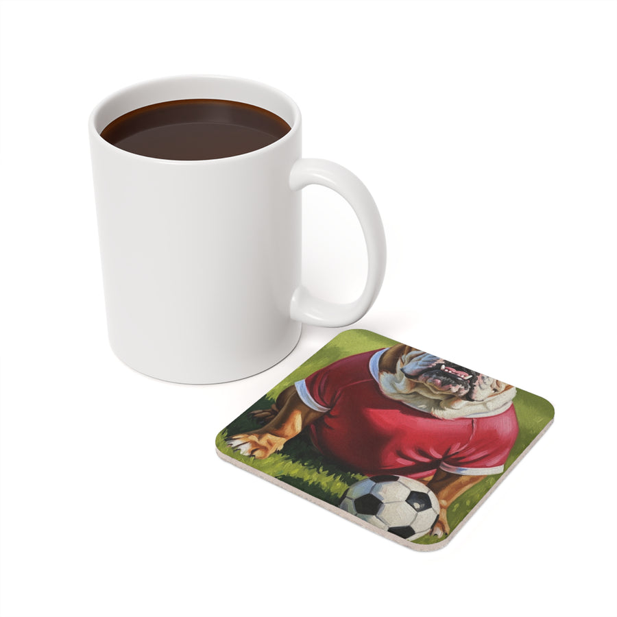 English Bulldog Coaster | Oil Painting Soccer Portrait Dog Art Decor | Pet Lover Gift for Bulldog Owners