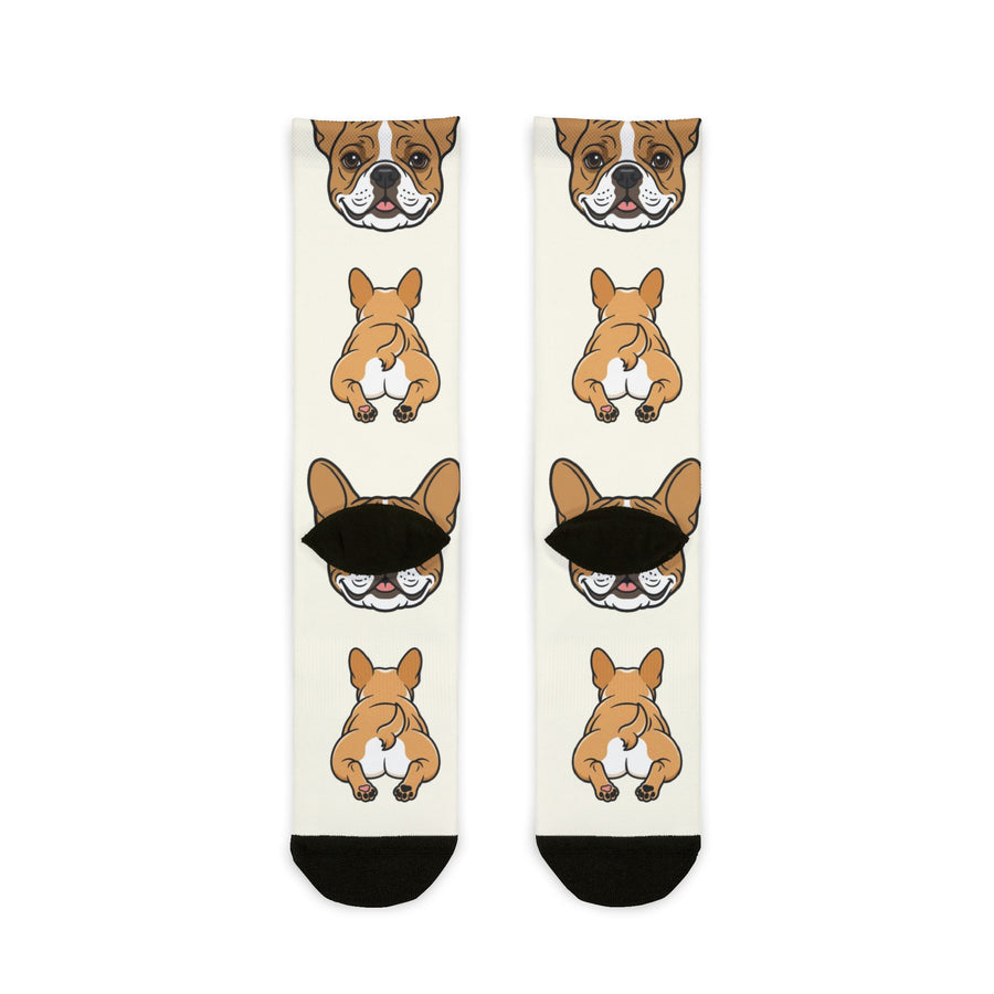 French Bulldog Socks | Fun All Over Print Dog Socks | Frenchie Mom Gift | Cute Crew Socks for Dog Lovers | Stocking Stuffer