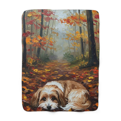 Acrylic Havanese - Autumn Woods | Sherpa Fleece Blanket