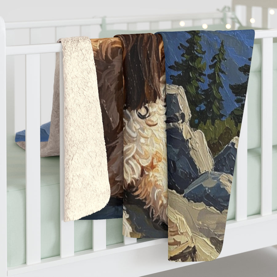 Havanese Acrylic sherpa blanket by Tritan, on bed