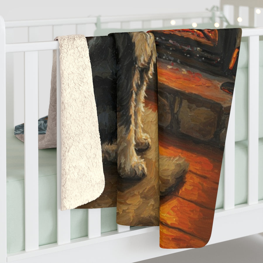 Miniature Schnauzer Acrylic sherpa blanket by Tritan, on bed