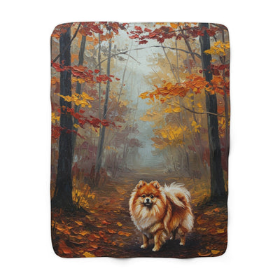 Acrylic Pomeranian - Autumn Woods | Sherpa Fleece Blanket