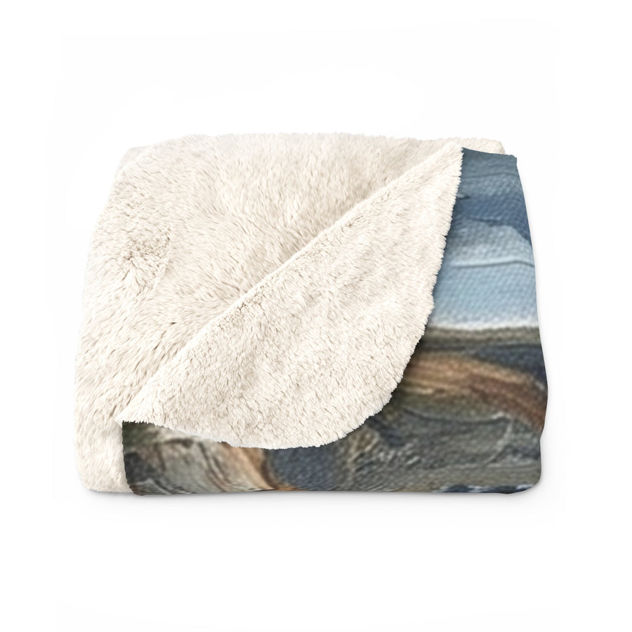 Rottweiler Coastal Cliffside Sherpa Fleece Blanket | Acrylic Painting Style