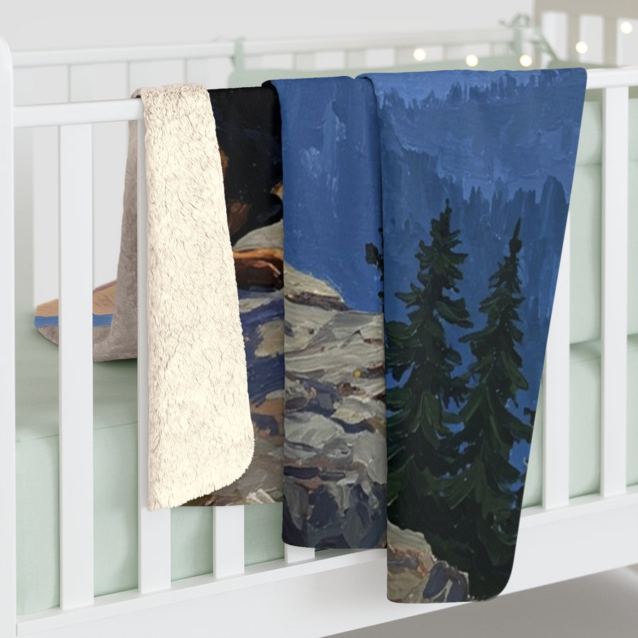 Rottweiler Acrylic sherpa blanket by Tritan, on bed