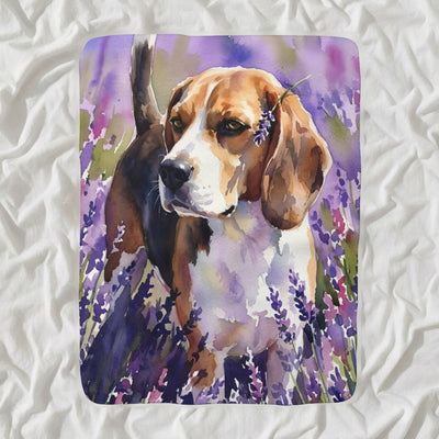 Beagle Watercolor Sherpa Fleece Blanket, Soft Dog Painting, Beagle Lover Gift