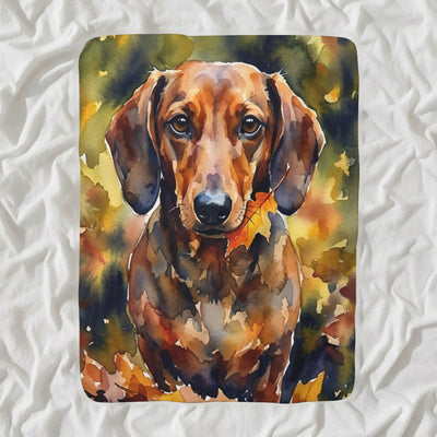 Dachshund Watercolor Sherpa Fleece Blanket, Soft Dog Painting, Dachshund Lover Gift