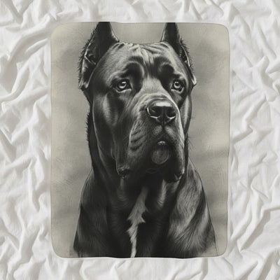 Cane Corso Charcoal Portrait Sherpa Fleece Blanket | Dog Lover Gift