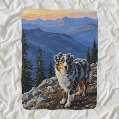 Australian Shepherd Acrylic Sherpa Fleece Blanket, Colorful Dog Art, Australian Shepherd Lover Gift