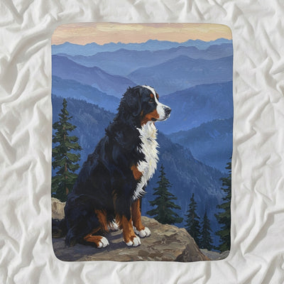 Bernese Mountain Dog Acrylic Sherpa Fleece Blanket, Colorful Dog Art, Bernese Mountain Dog Lover Gift