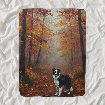 Border Collie Acrylic Sherpa Fleece Blanket, Colorful Dog Art, Border Collie Lover Gift