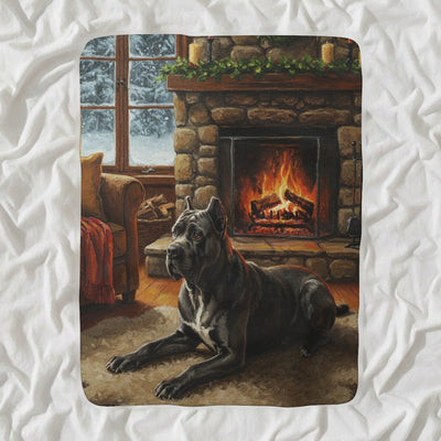 Acrylic Gallery Print Cane Corso - Winter Hearth | Sherpa Fleece Blanket
