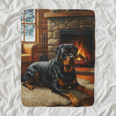 Rottweiler Acrylic Sherpa Fleece Blanket, Colorful Dog Art, Rottweiler Lover Gift