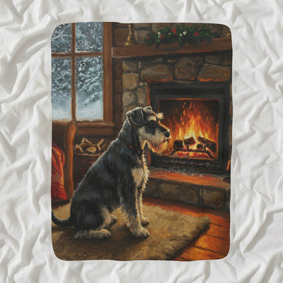 Miniature Schnauzer Acrylic Sherpa Fleece Blanket, Colorful Dog Art, Miniature Schnauzer Lover Gift