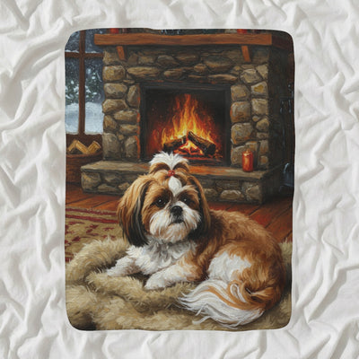 Shih Tzu Acrylic Sherpa Fleece Blanket, Colorful Dog Art, Shih Tzu Lover Gift