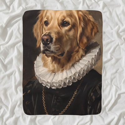 Golden Retriever Royal Portrait Sherpa Fleece Blanket, Regal Dog Painting, Golden Retriever Lover Gift