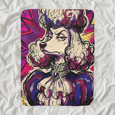 Poodle Comic Pop Sherpa Fleece Blanket, Bold Dog Art, Poodle Lover Gift