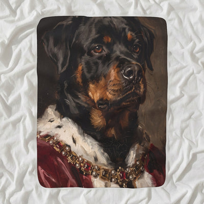 Rottweiler Kings & Queens Sherpa Fleece Blanket, Regal Dog Painting, Rottweiler Lover Gift