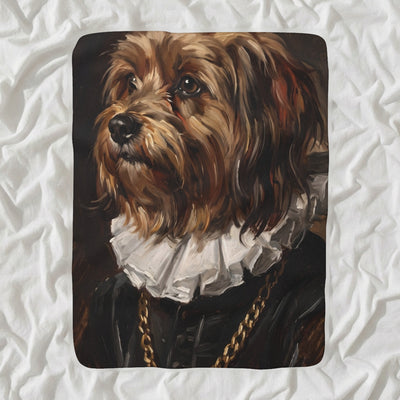 Havanese Royal Portrait Sherpa Fleece Blanket, Regal Dog Painting, Havanese Lover Gift