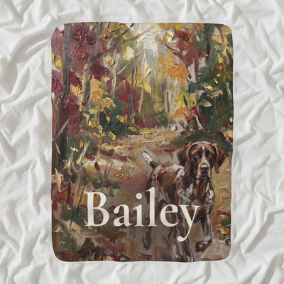 Personalized German Shorthaired Pointer Blanket with Your Dog's Name, Acrylic-Style Dog Portrait Sherpa Fleece Throw, Dog Lover Gift