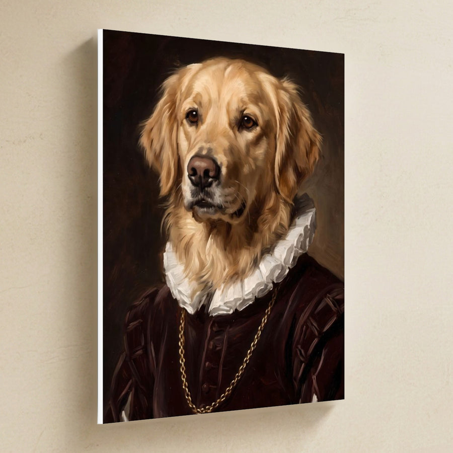 Golden Retriever Renaissance Royal canvas print by Tritan, angled view