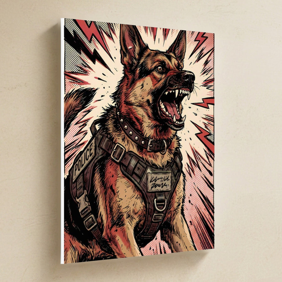German Shepherd Comic Pop Art canvas print by Tritan, angled view