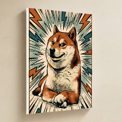Shiba Inu Comic Pop Canvas Wall Art, Bold Dog Print, Shiba Inu Lover Gift, Stretched Canvas
