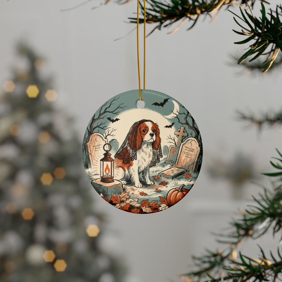 Cavalier King Charles Halloween Poster ceramic ornament by Tritan, context